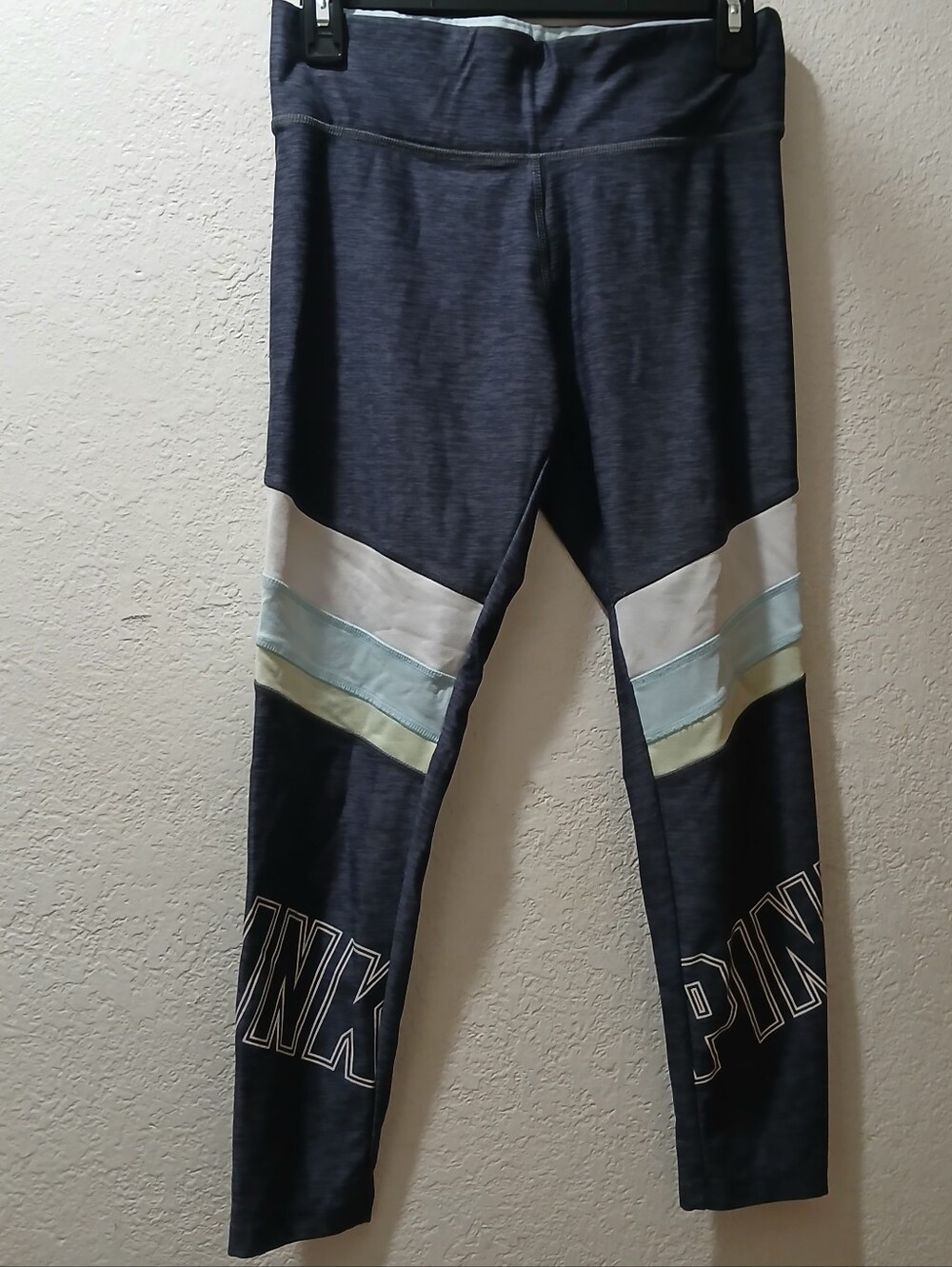 Victoria's Secret PINK Navy and Light Blue Colorblock Leggings